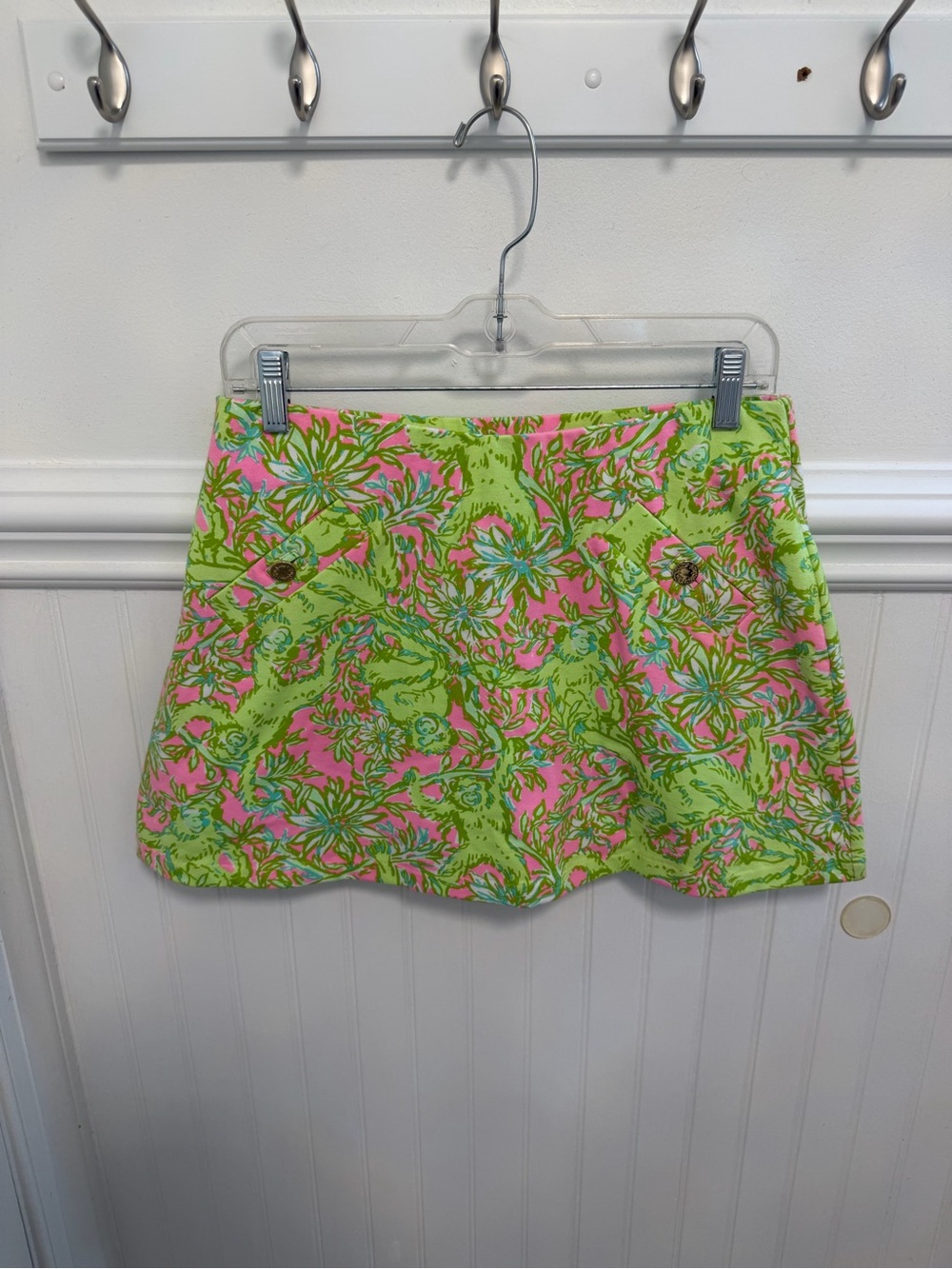 Lilly Pulitzer Pink and Lime Green Floral Mini Skort